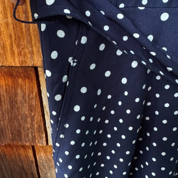 NWT Ann Taylor Navy Dotted Patchwork Pocket Short Sleeve Shirtdress - Women's 14 - Picture 10 of 14